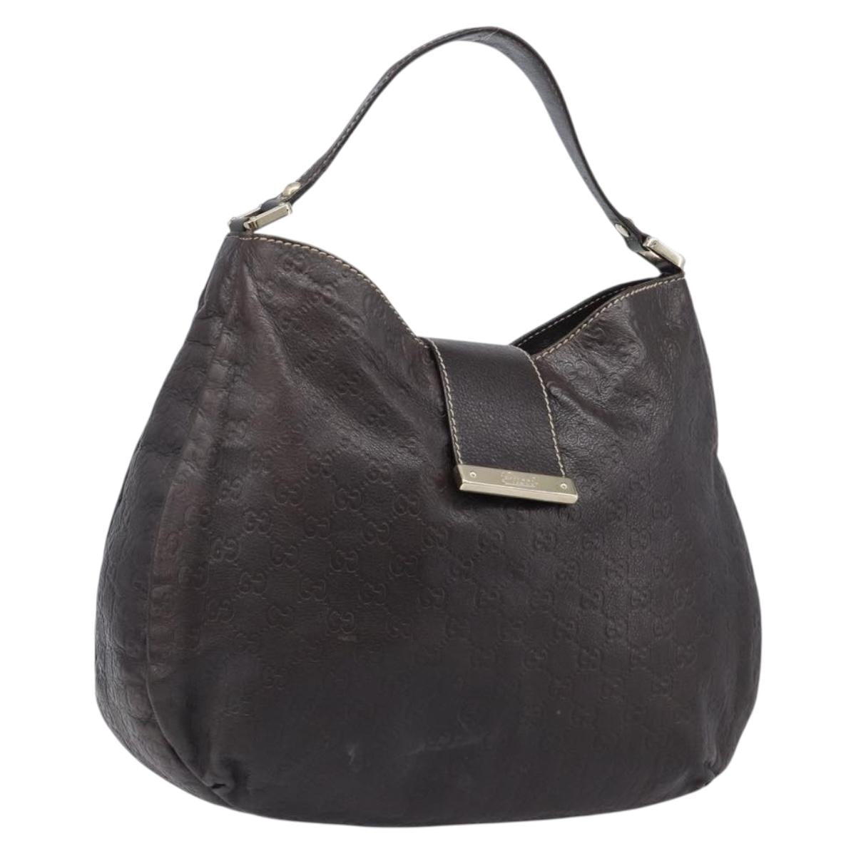 GUCCI GG Canvas Guccissima Shoulder Bag Leather Brown Gold 211933 Auth 204140V