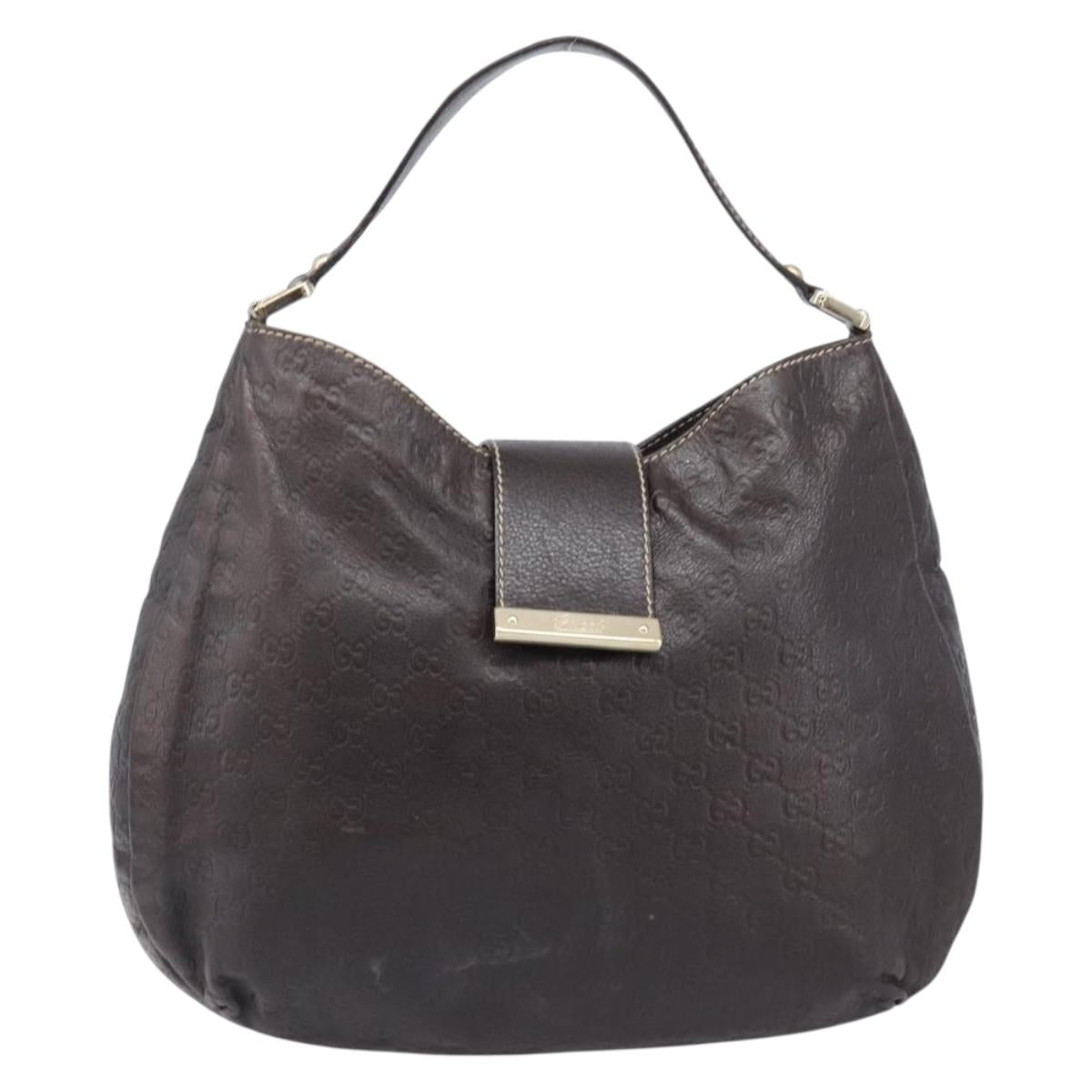 GUCCI GG Canvas Guccissima Shoulder Bag Leather Brown Gold 211933 Auth 204140V