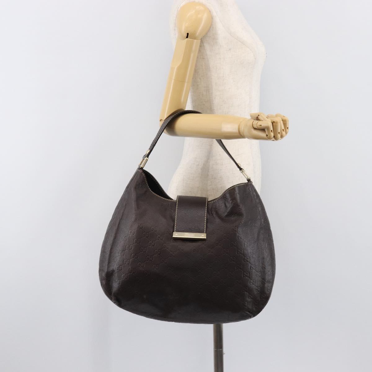 GUCCI GG Canvas Guccissima Shoulder Bag Leather Brown Gold 211933 Auth 204140V