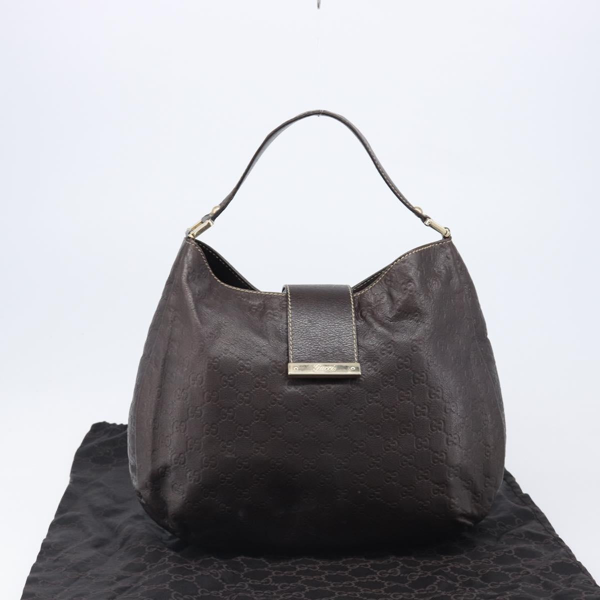 GUCCI GG Canvas Guccissima Shoulder Bag Leather Brown Gold 211933 Auth 204140V