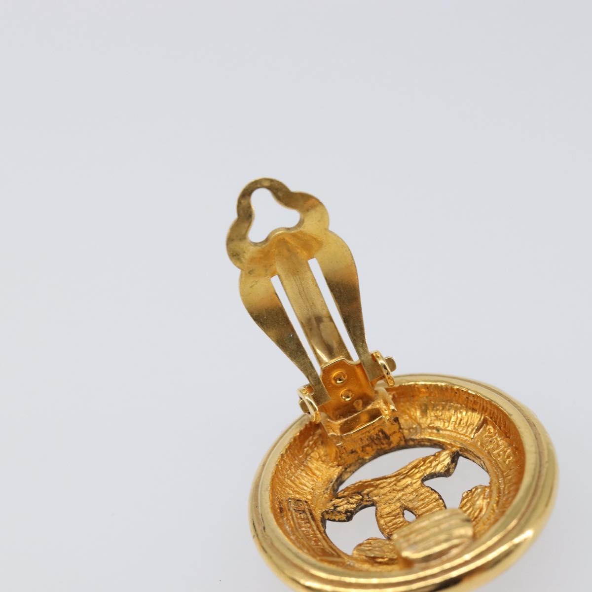 CHANEL Earring Metal Gold Tone CC Auth 204143V