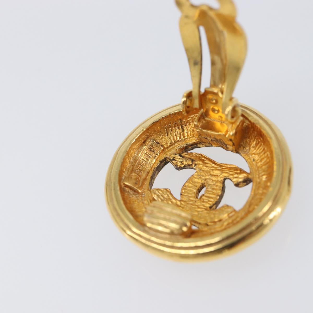 CHANEL Earring Metal Gold Tone CC Auth 204143V