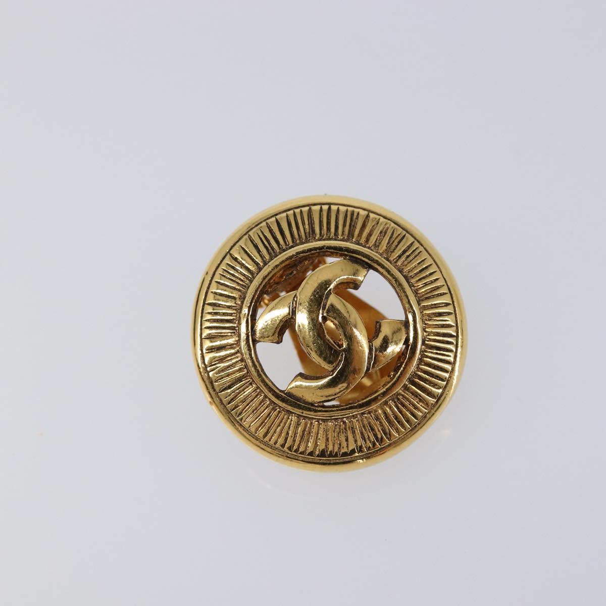 CHANEL Earring Metal Gold Tone CC Auth 204143V