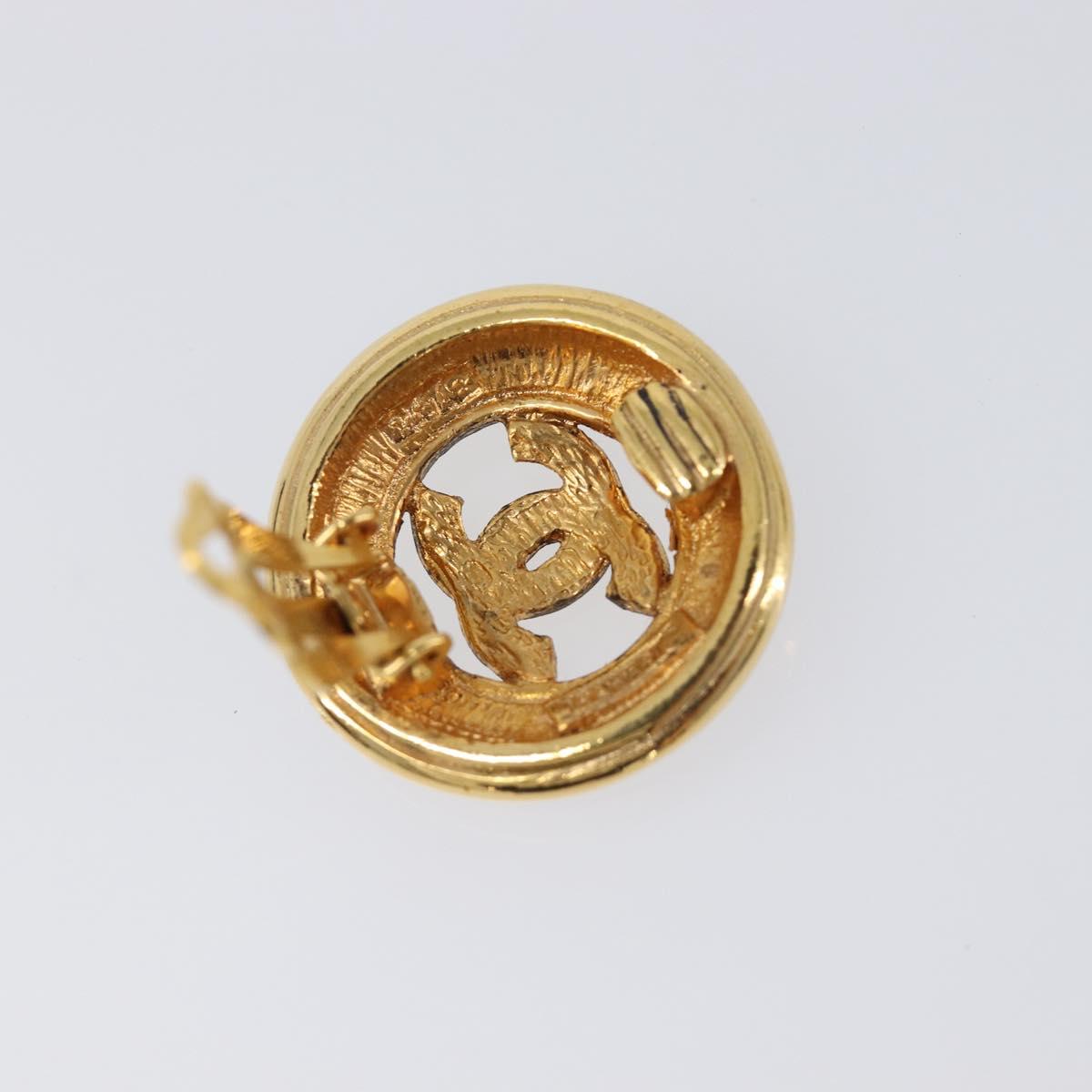 CHANEL Earring Metal Gold Tone CC Auth 204143V