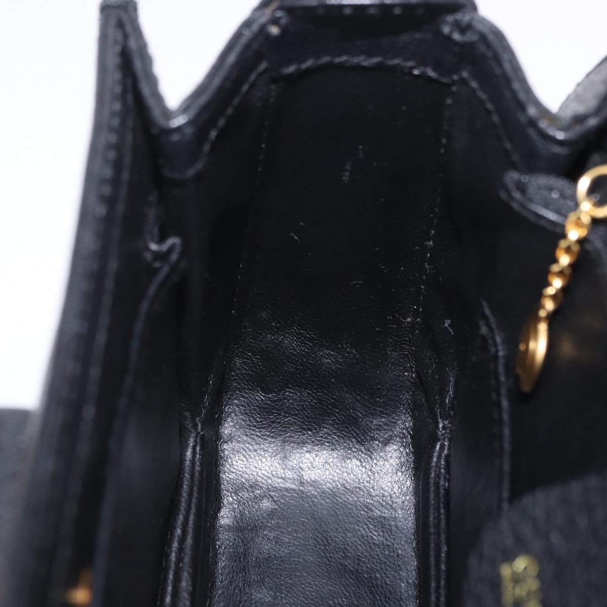 GUCCI Bamboo Hand Bag Leather Black Gold 000 2046 0188 Auth 204145V