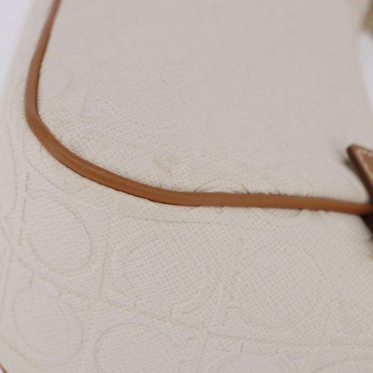 Salvatore Ferragamo Gancini Accessory Pouch PVC Canvas White Gold Auth 204147