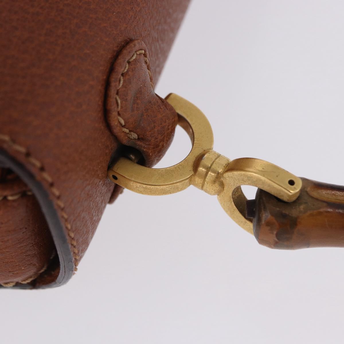 GUCCI Bamboo Hand Bag Leather Brown Gold 000 46 0188 Auth 204148V