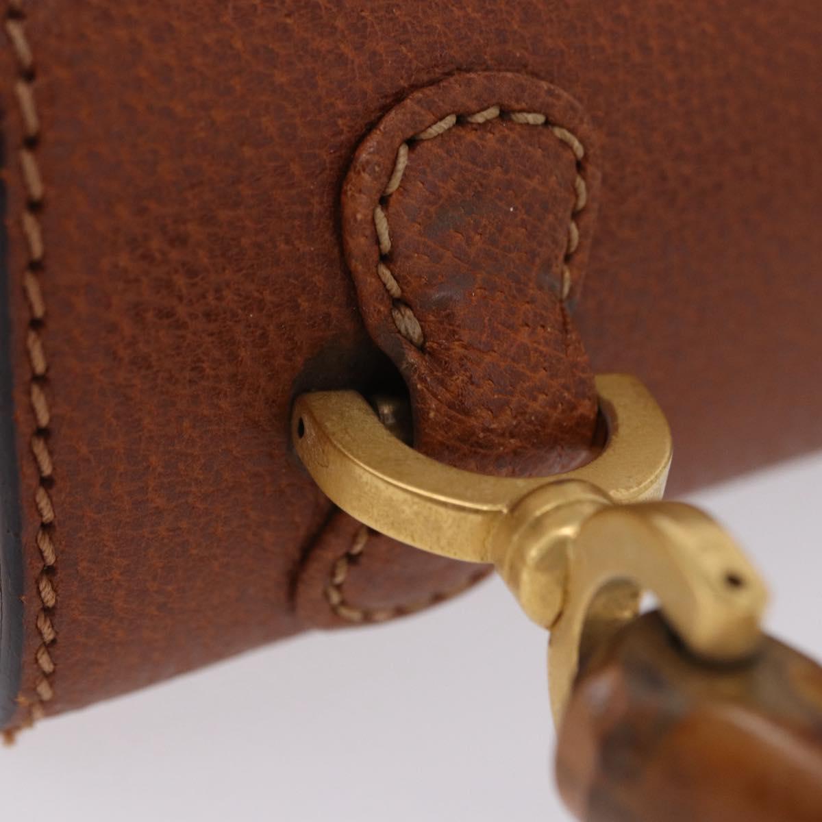 GUCCI Bamboo Hand Bag Leather Brown Gold 000 46 0188 Auth 204148V