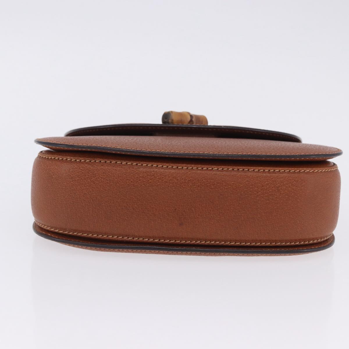 GUCCI Bamboo Hand Bag Leather Brown Gold 000 46 0188 Auth 204148V