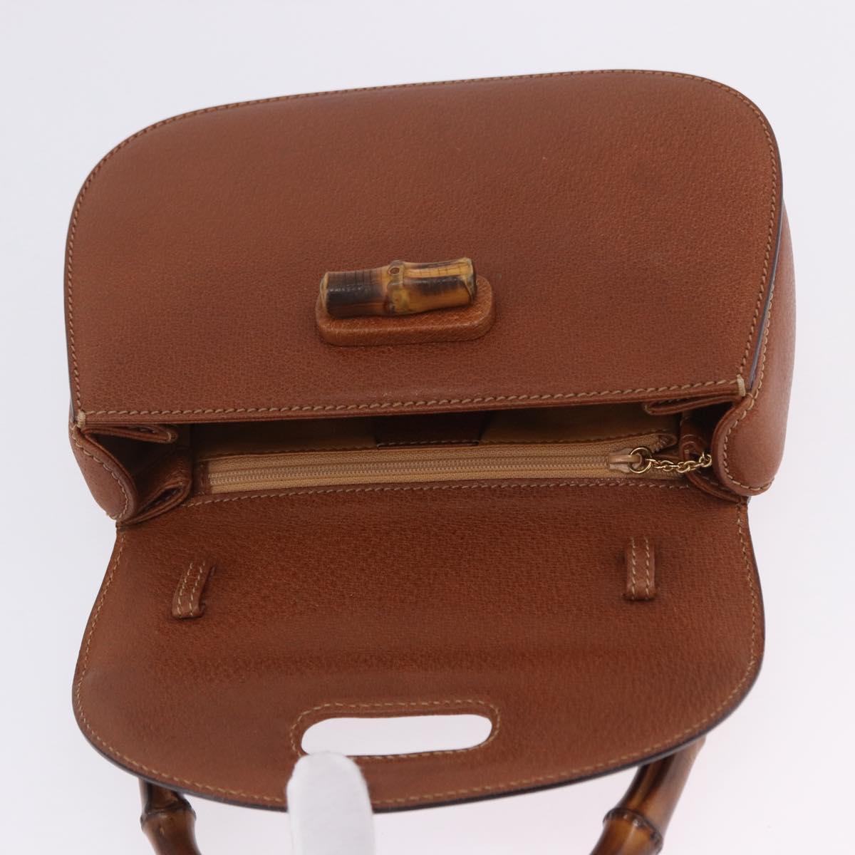 GUCCI Bamboo Hand Bag Leather Brown Gold 000 46 0188 Auth 204148V