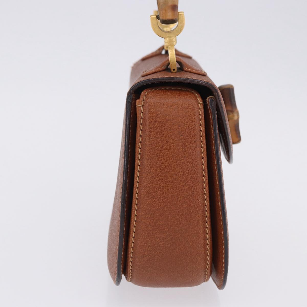 GUCCI Bamboo Hand Bag Leather Brown Gold 000 46 0188 Auth 204148V