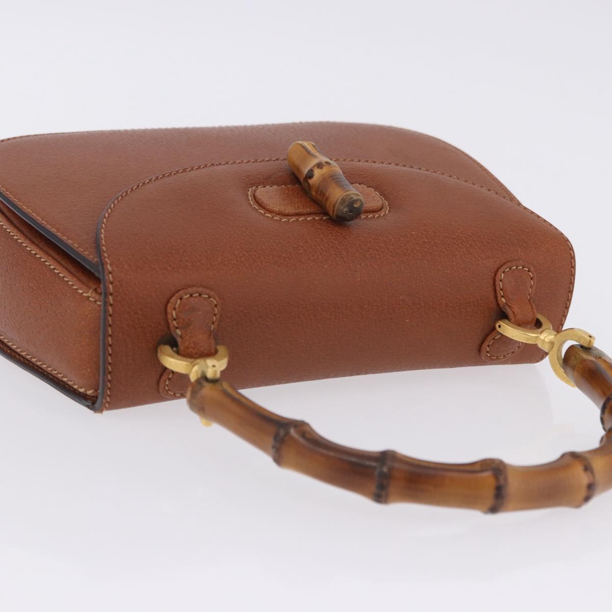 GUCCI Bamboo Hand Bag Leather Brown Gold 000 46 0188 Auth 204148V