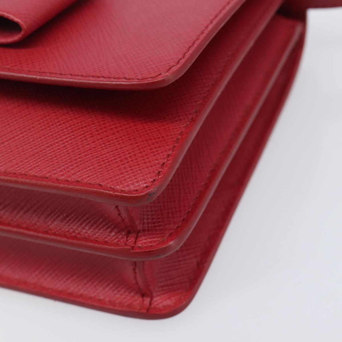 PRADA Chain Wallet Shoulder Bag Safiano leather Red Gold Auth 204149V