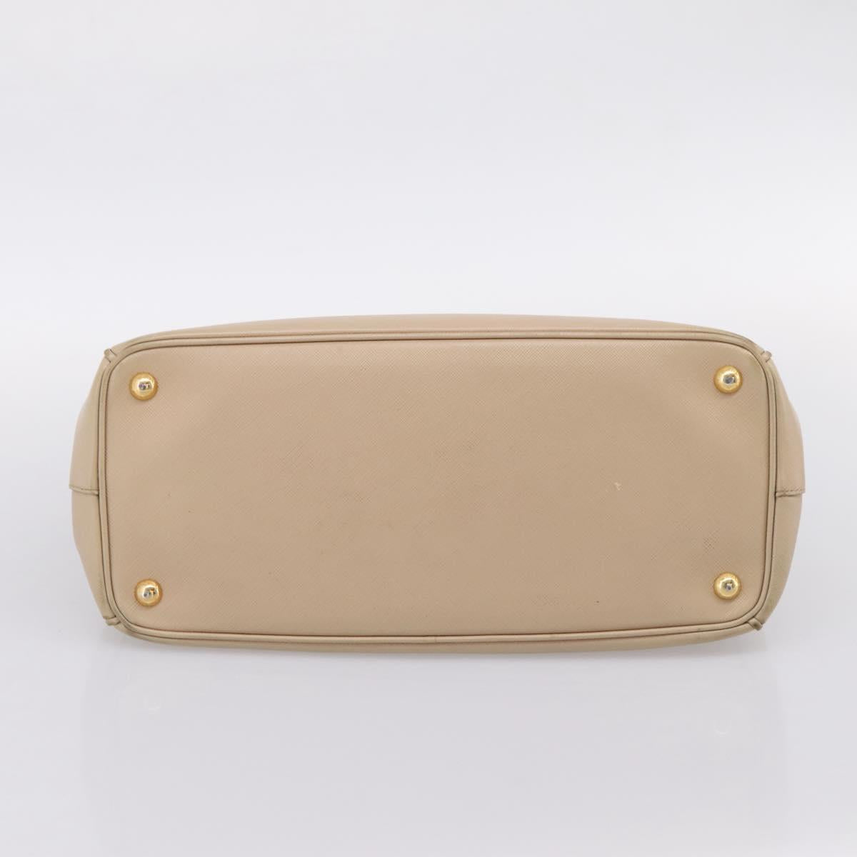 PRADA Galleria Hand Bag Saffiano 2way Beige Gold Auth 204152A