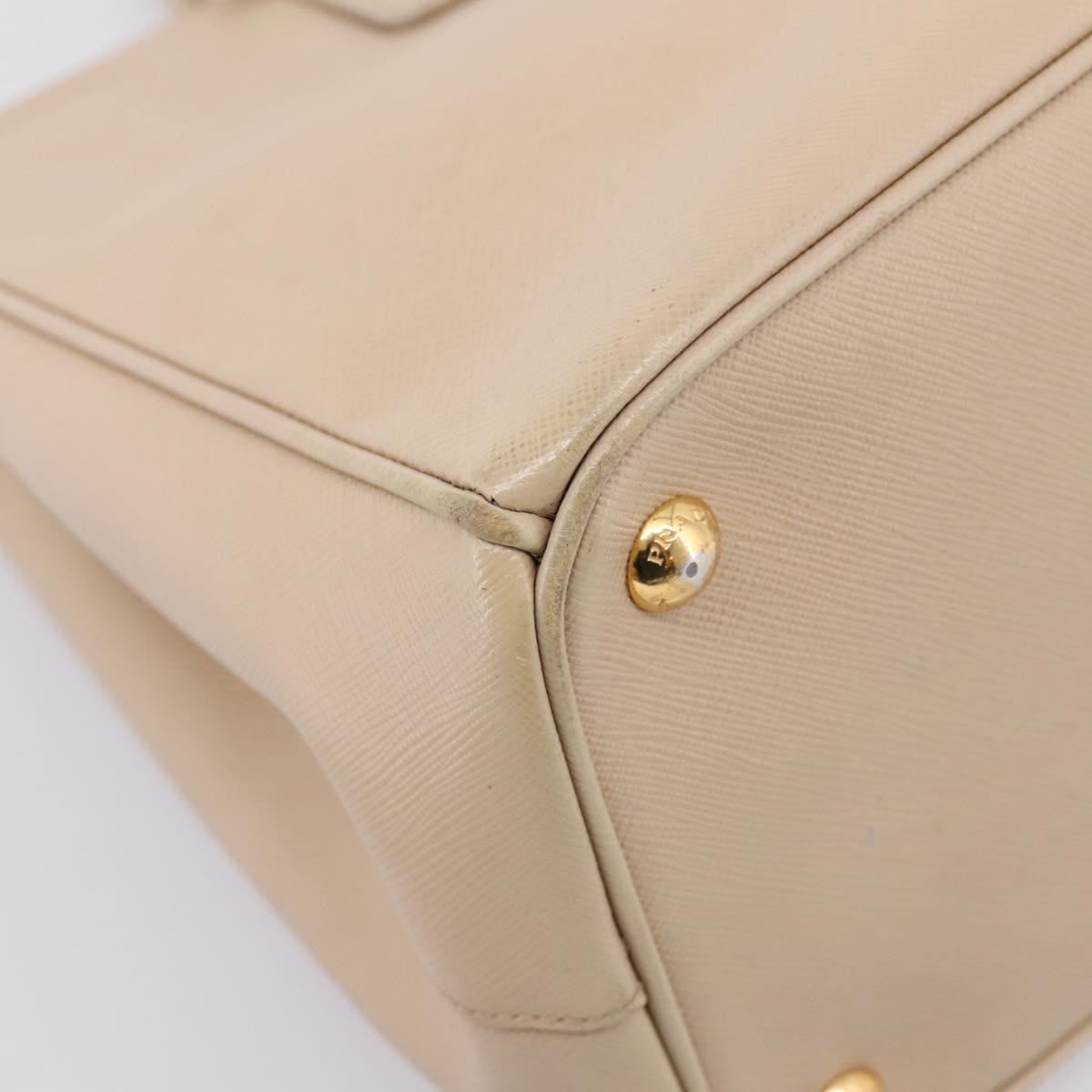 PRADA Galleria Hand Bag Saffiano 2way Beige Gold Auth 204152A