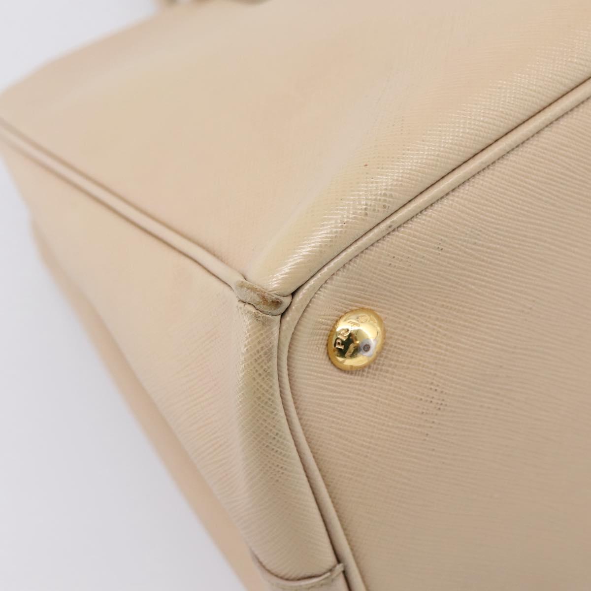 PRADA Galleria Hand Bag Saffiano 2way Beige Gold Auth 204152A