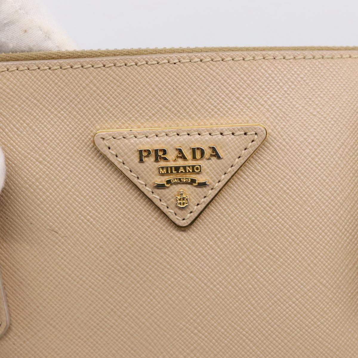 PRADA Galleria Hand Bag Saffiano 2way Beige Gold Auth 204152A