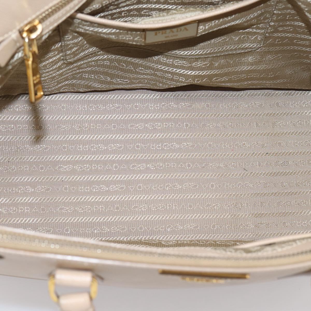 PRADA Galleria Hand Bag Saffiano 2way Beige Gold Auth 204152A