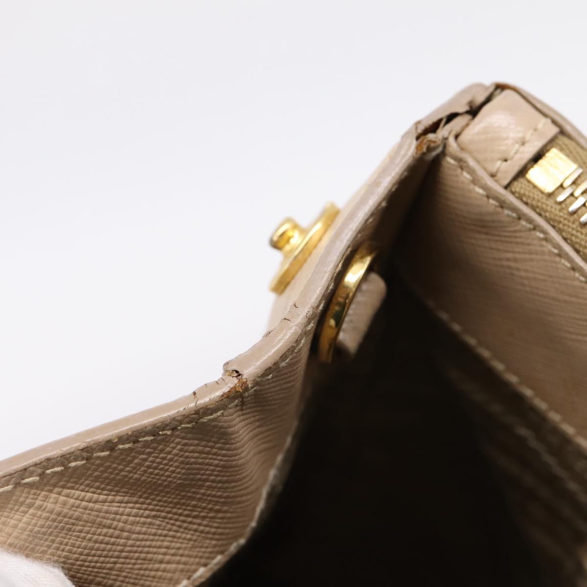 PRADA Galleria Hand Bag Saffiano 2way Beige Gold Auth 204152A