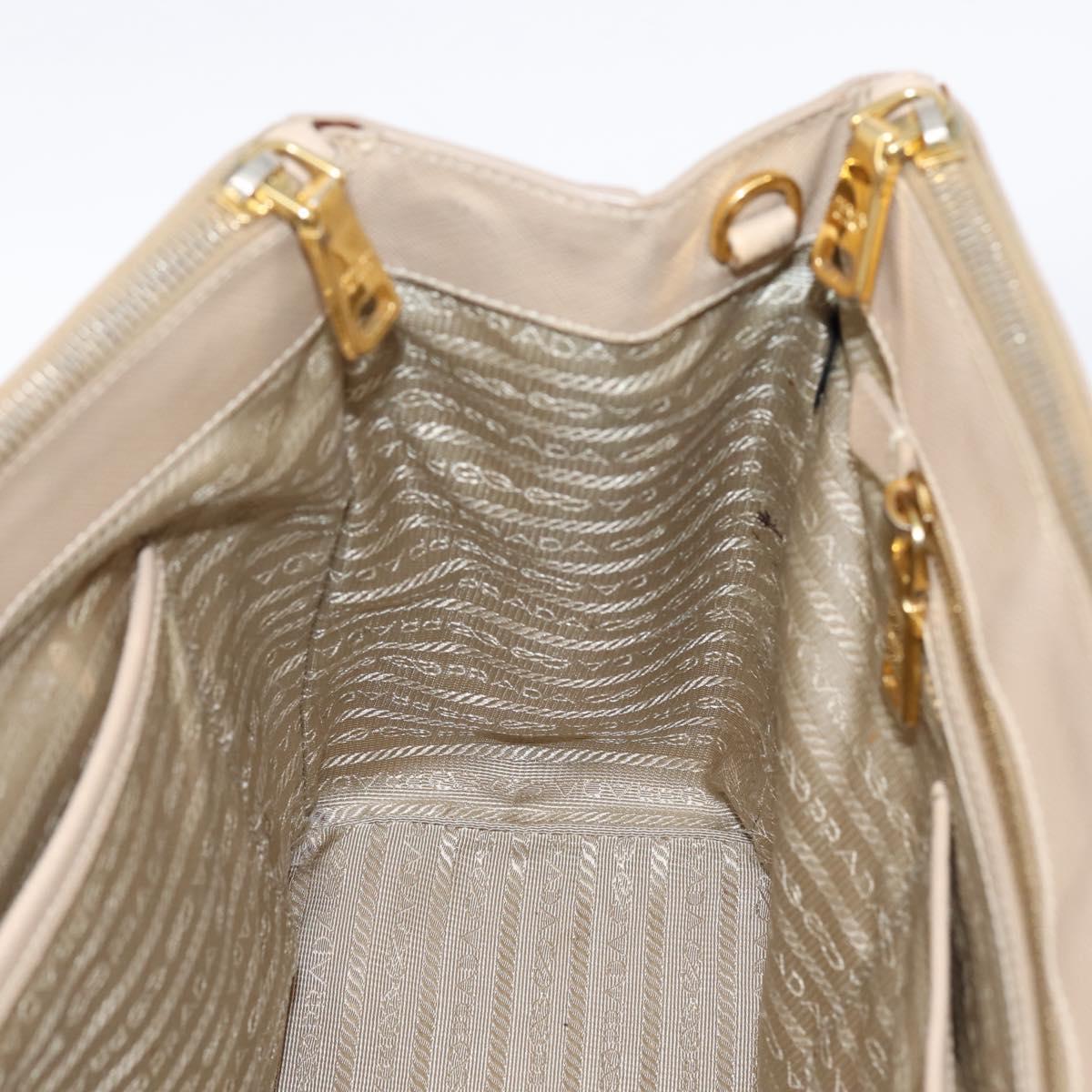 PRADA Galleria Hand Bag Saffiano 2way Beige Gold Auth 204152A
