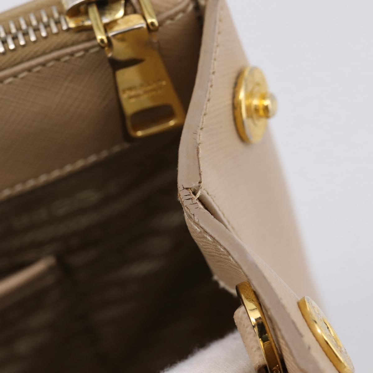 PRADA Galleria Hand Bag Saffiano 2way Beige Gold Auth 204152A