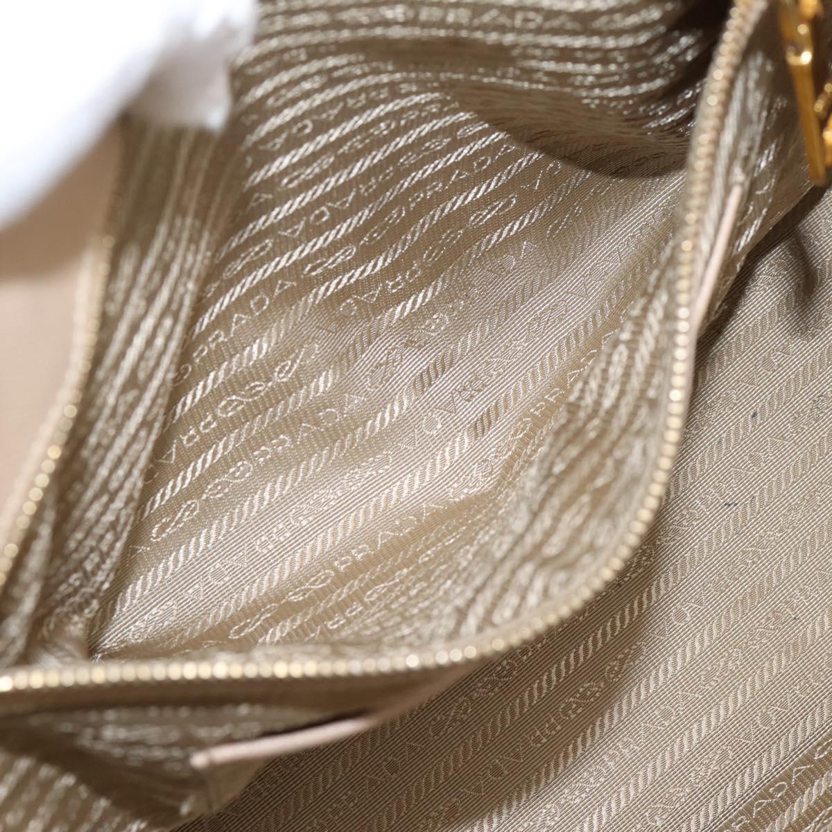 PRADA Galleria Hand Bag Saffiano 2way Beige Gold Auth 204152A