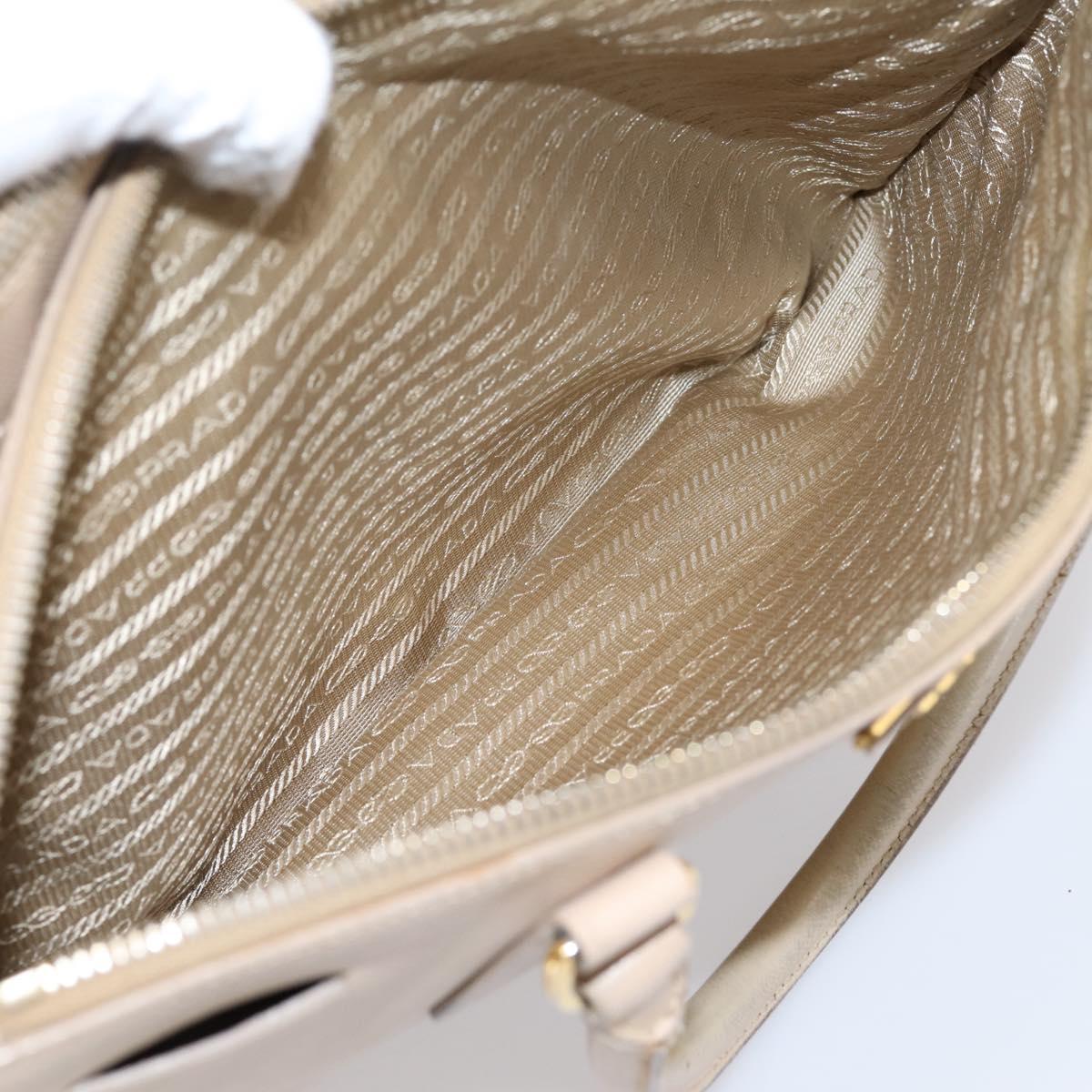 PRADA Galleria Hand Bag Saffiano 2way Beige Gold Auth 204152A