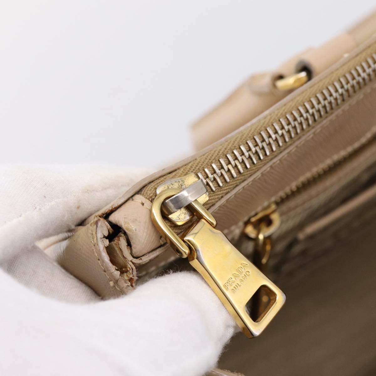 PRADA Galleria Hand Bag Saffiano 2way Beige Gold Auth 204152A