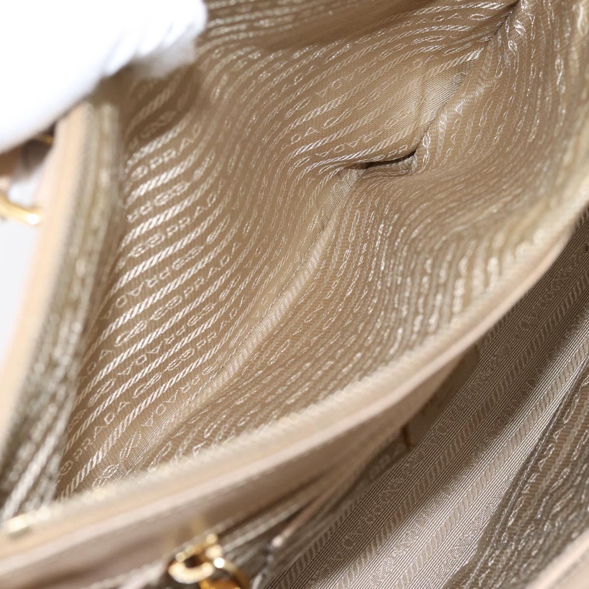 PRADA Galleria Hand Bag Saffiano 2way Beige Gold Auth 204152A