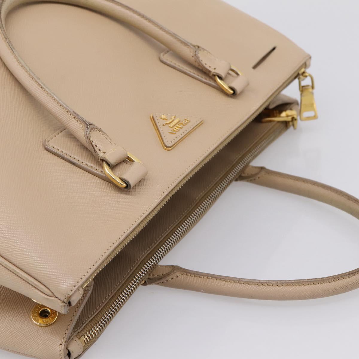 PRADA Galleria Hand Bag Saffiano 2way Beige Gold Auth 204152A