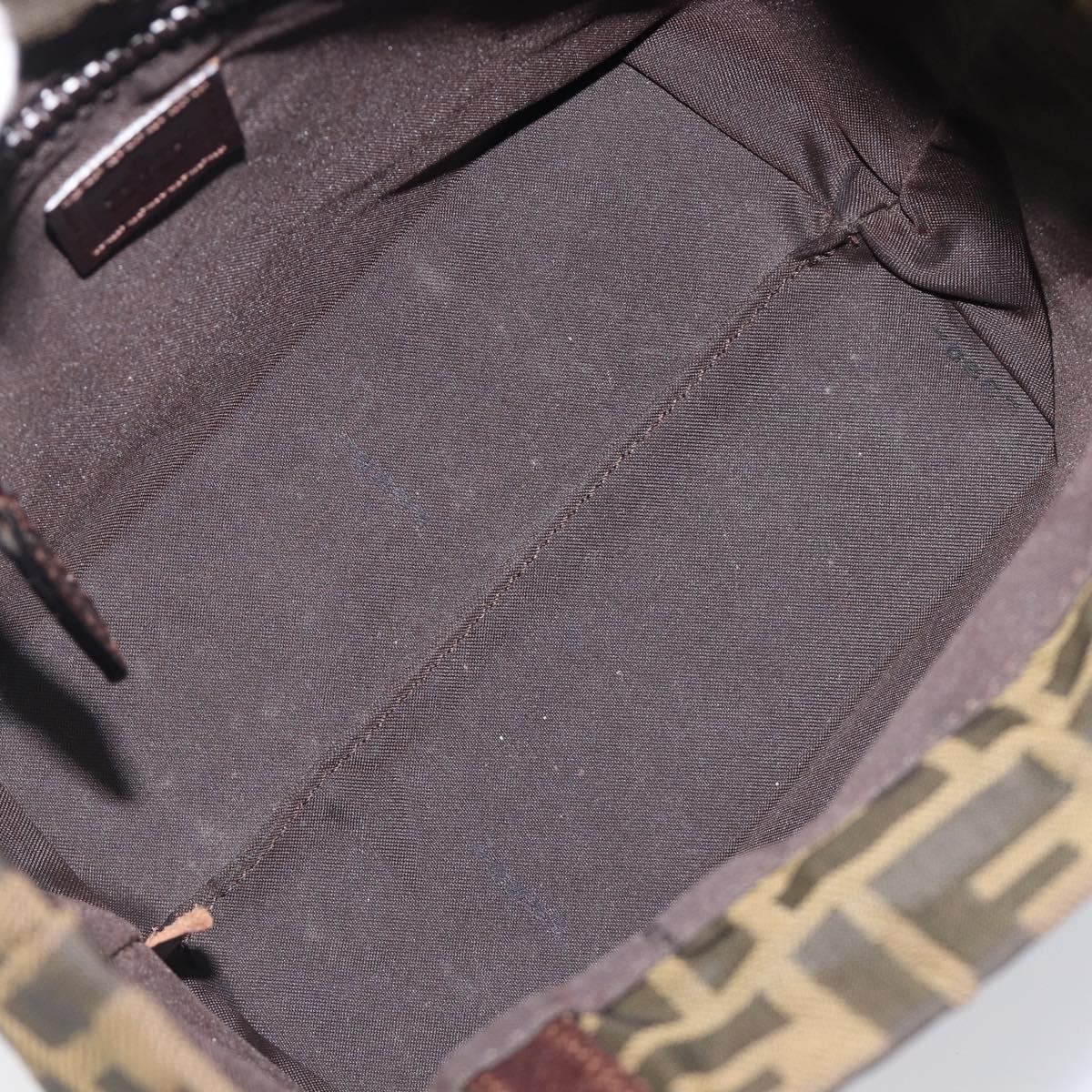 FENDI Zucca Canvas Hand Bag Black Brown Auth 204154