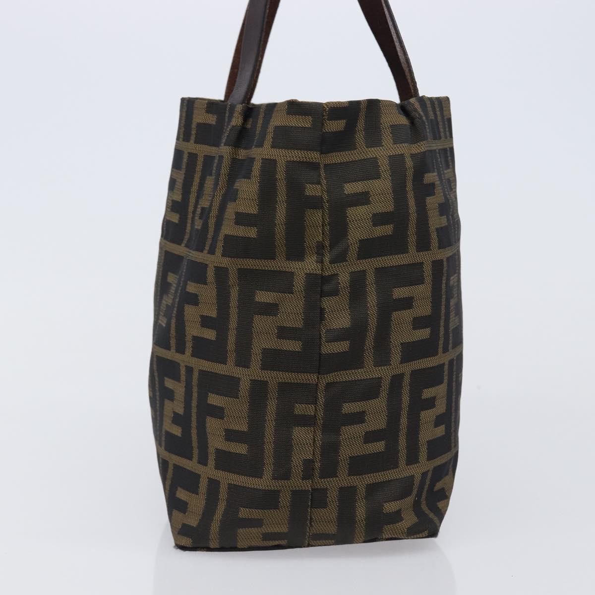 FENDI Zucca Canvas Hand Bag Black Brown Auth 204154