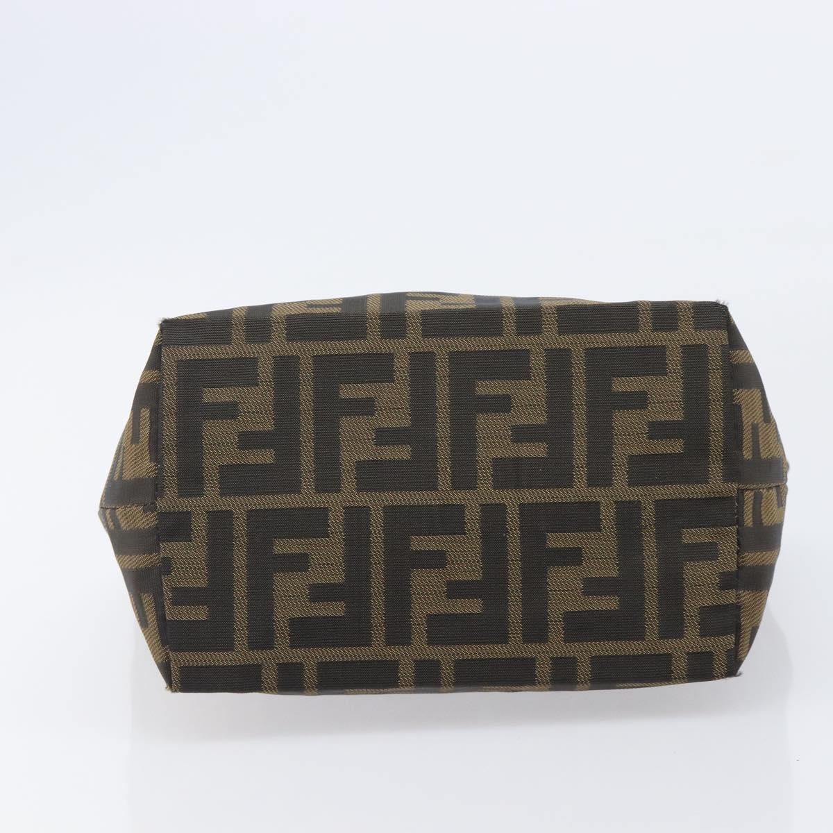 FENDI Zucca Canvas Hand Bag Black Brown Auth 204154