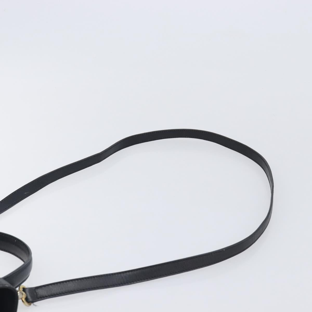 Christian Dior Hand Bag Leather 2way Black Gold Auth 204155