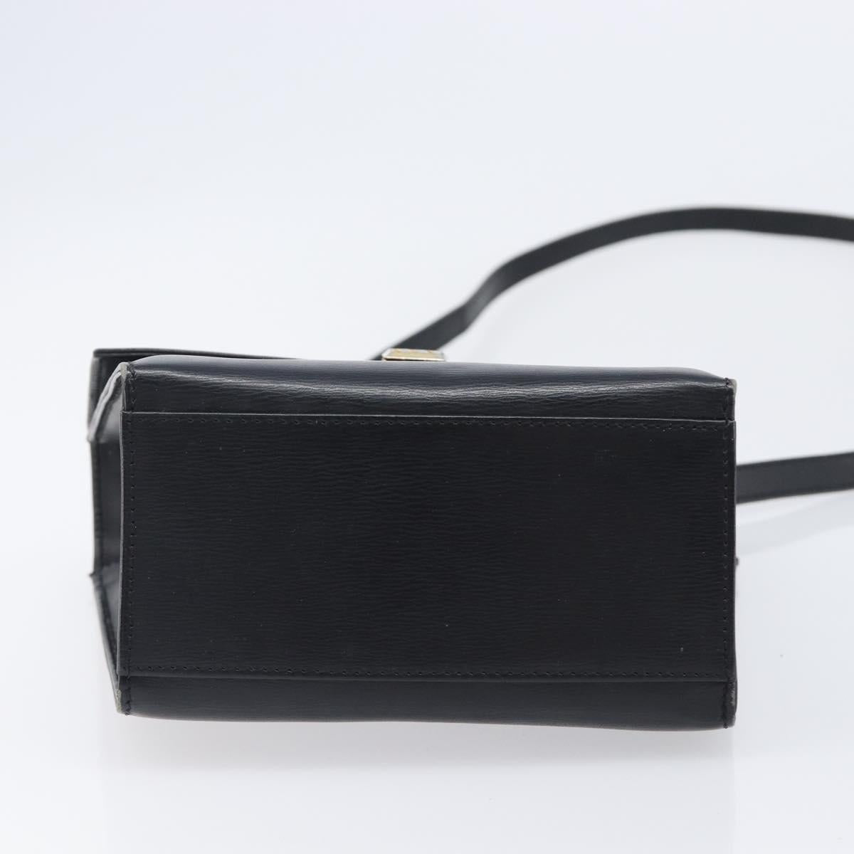 Christian Dior Hand Bag Leather 2way Black Gold Auth 204155
