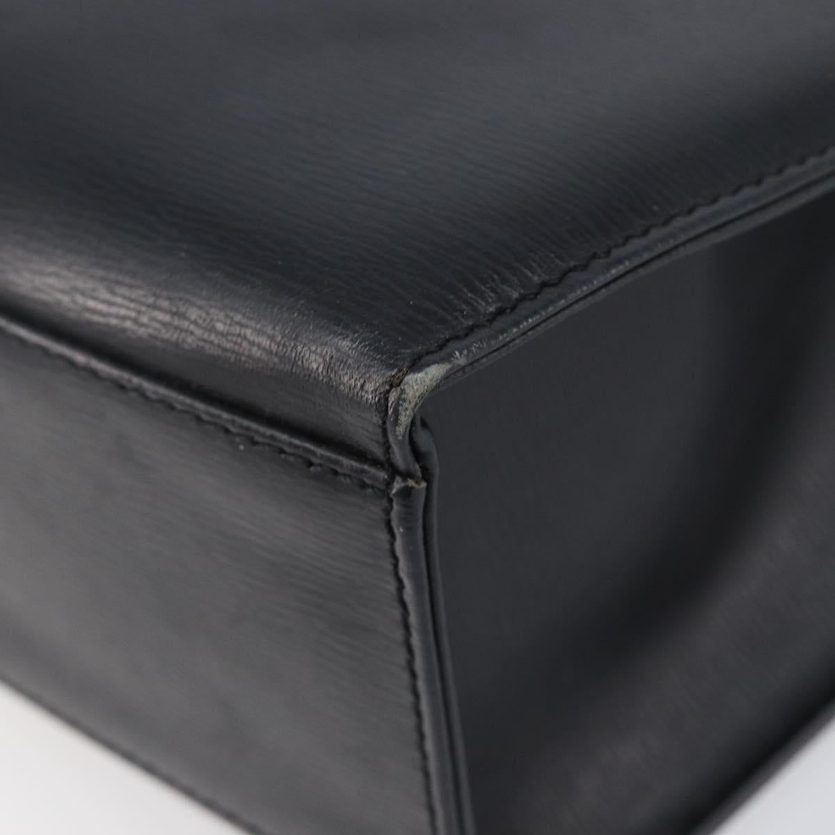 Christian Dior Hand Bag Leather 2way Black Gold Auth 204155