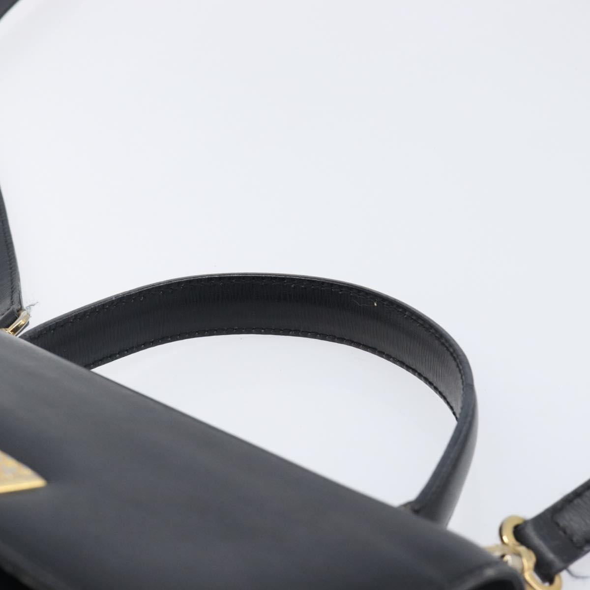 Christian Dior Hand Bag Leather 2way Black Gold Auth 204155