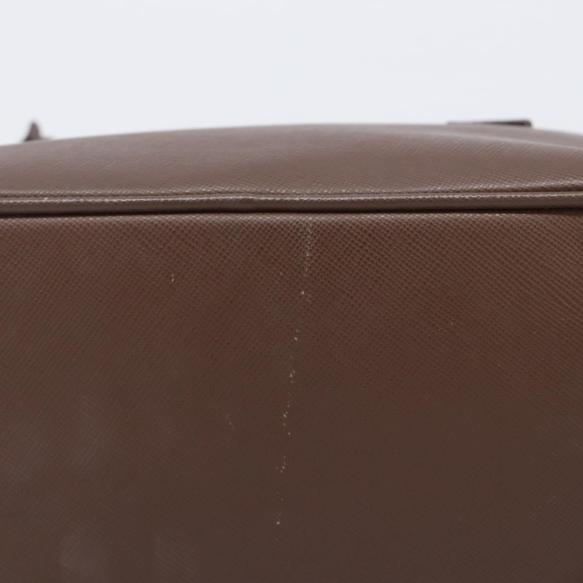 PRADA Galleria Hand Bag Saffiano leather Brown Gold Auth 204156A