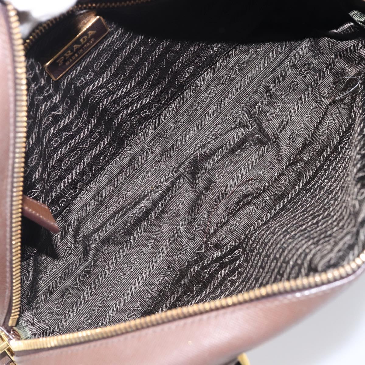 PRADA Galleria Hand Bag Saffiano leather Brown Gold Auth 204156A