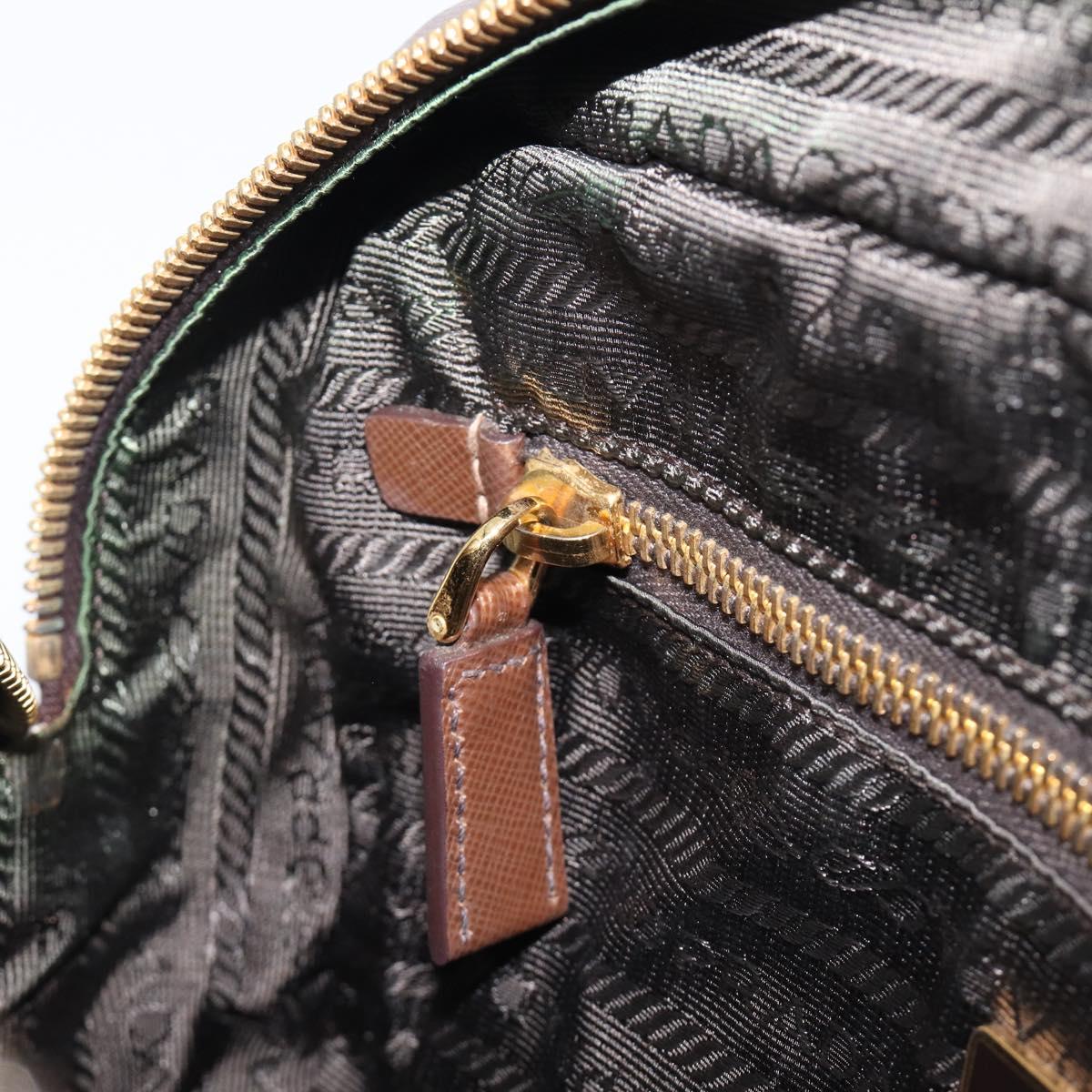 PRADA Galleria Hand Bag Saffiano leather Brown Gold Auth 204156A