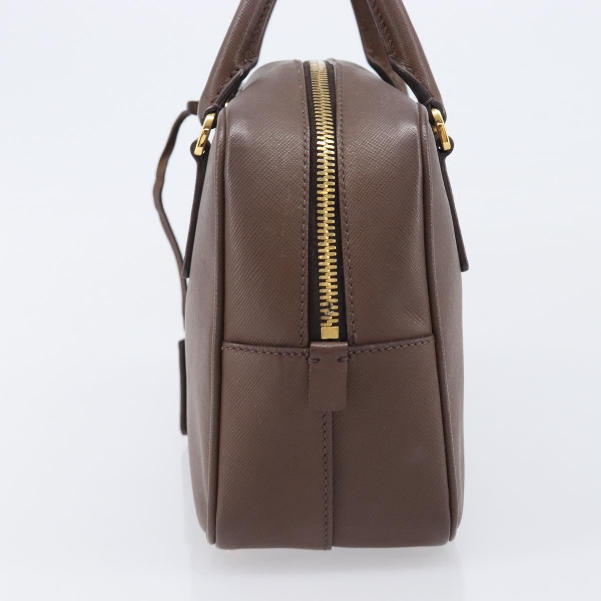 PRADA Galleria Hand Bag Saffiano leather Brown Gold Auth 204156A