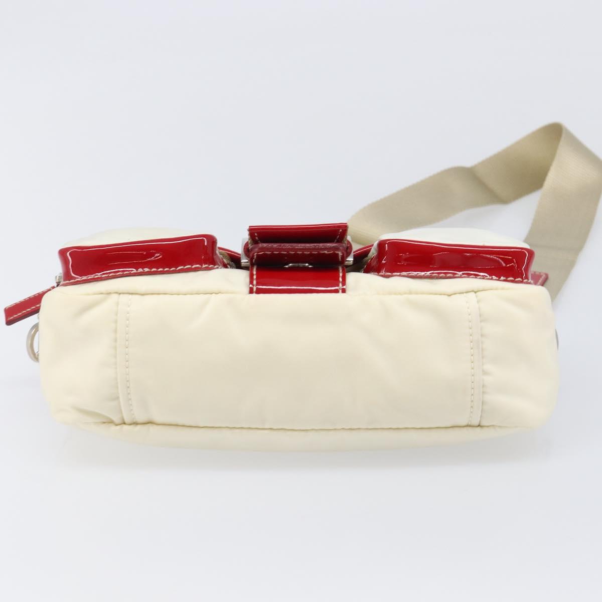 PRADA Shoulder Bag Nylon White Silver Auth 204157V