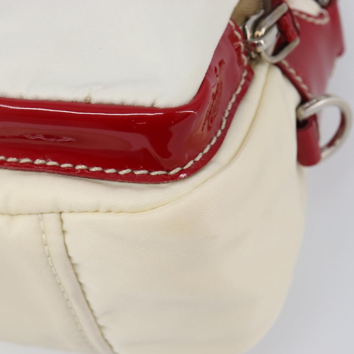 PRADA Shoulder Bag Nylon White Silver Auth 204157V