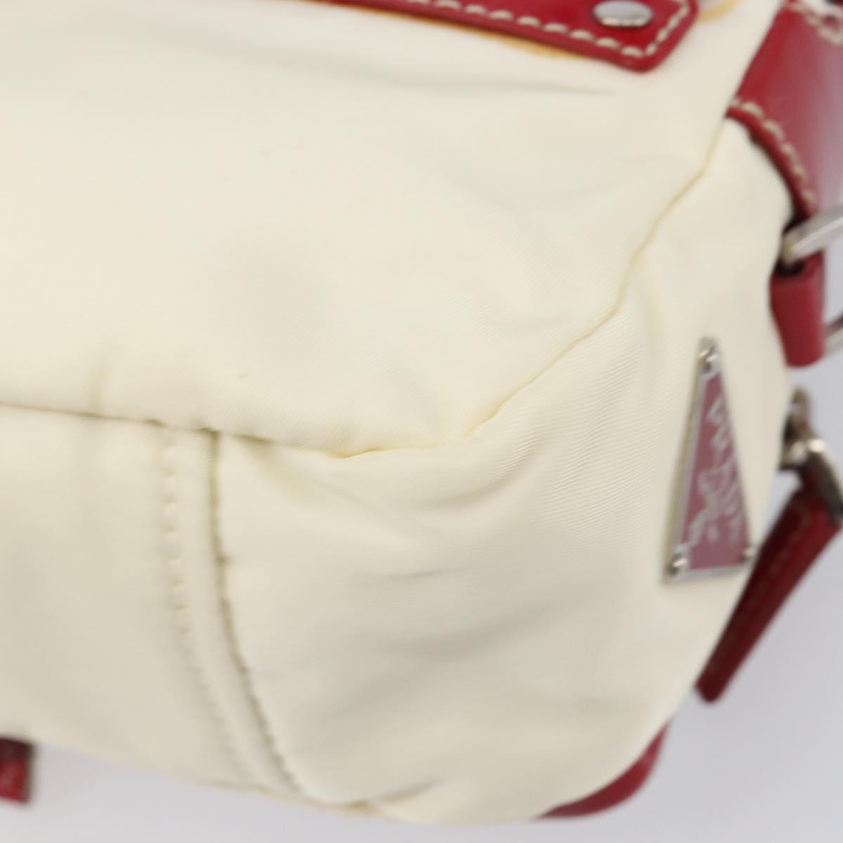 PRADA Shoulder Bag Nylon White Silver Auth 204157V