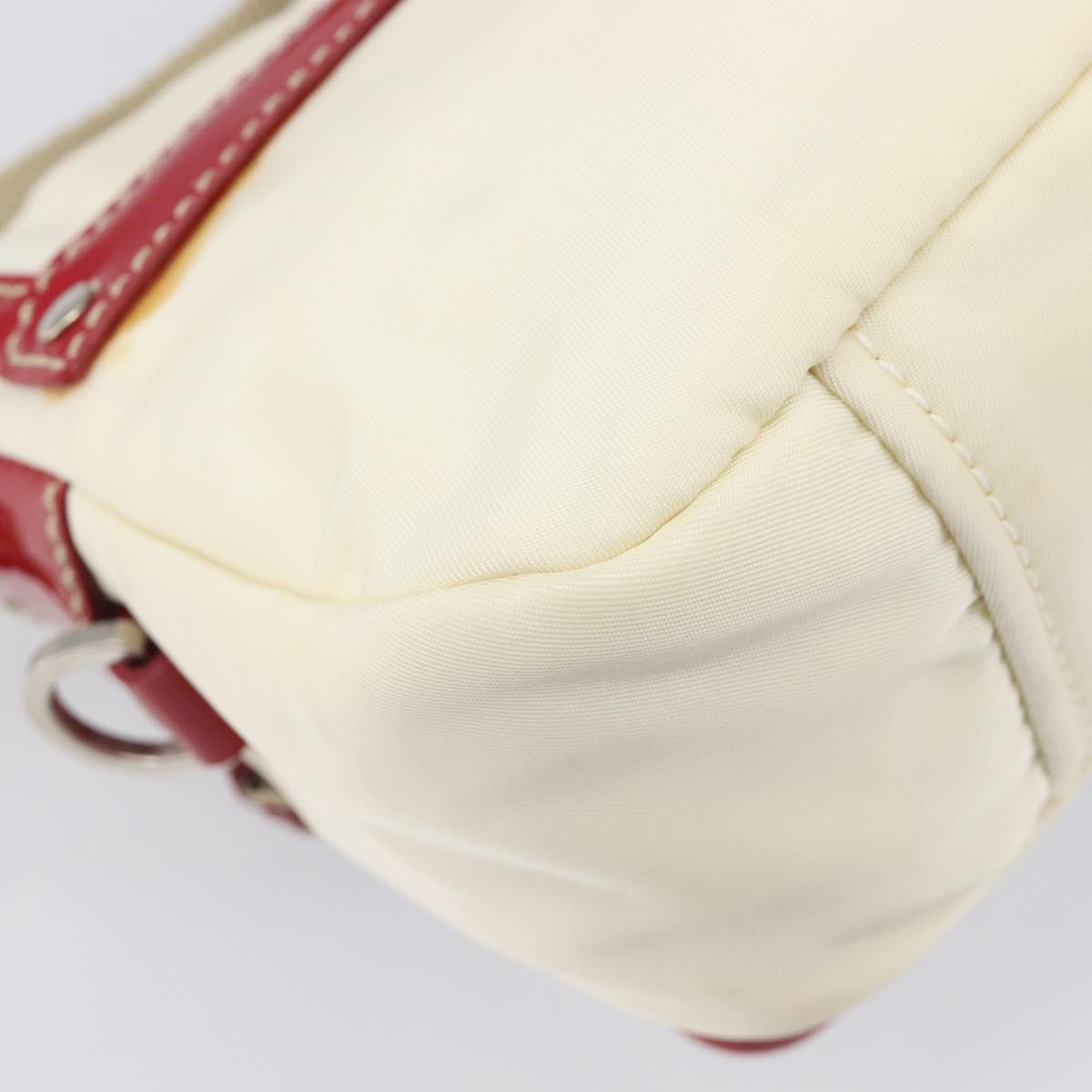 PRADA Shoulder Bag Nylon White Silver Auth 204157V