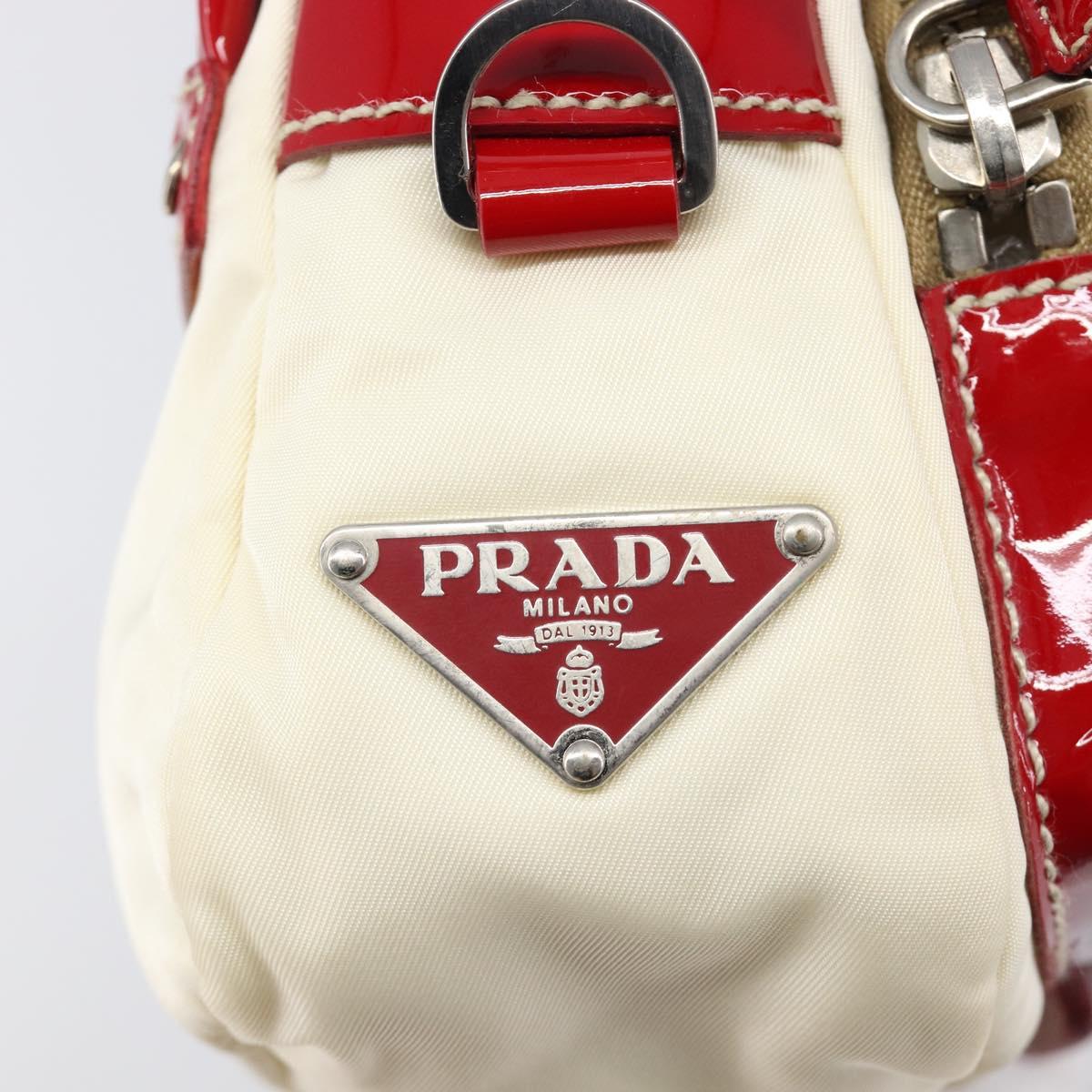 PRADA Shoulder Bag Nylon White Silver Auth 204157V