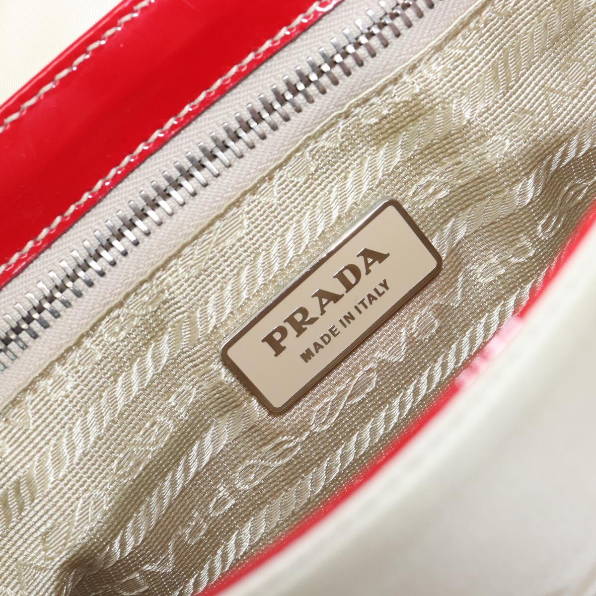PRADA Shoulder Bag Nylon White Silver Auth 204157V