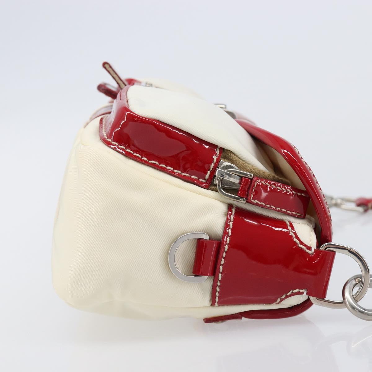 PRADA Shoulder Bag Nylon White Silver Auth 204157V