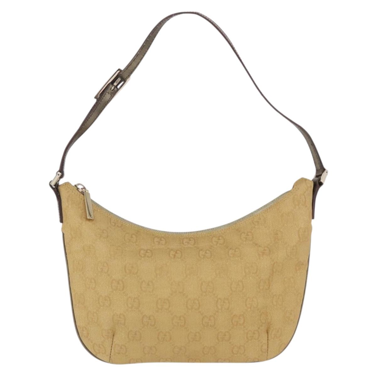 GUCCI GG Canvas Shoulder Bag Beige Gold 005 0813 Auth 204158