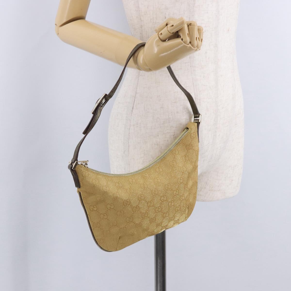 GUCCI GG Canvas Shoulder Bag Beige Gold 005 0813 Auth 204158